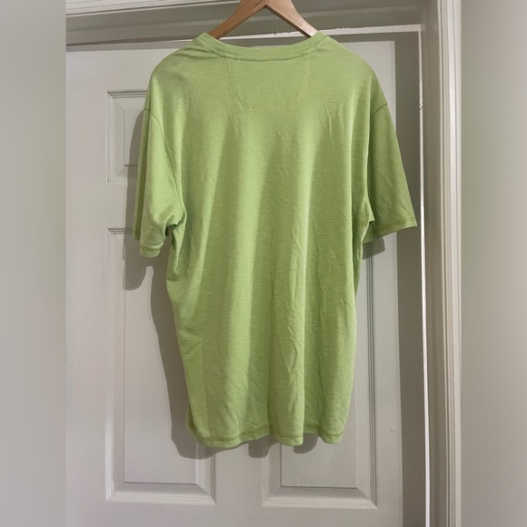 Bright Green Yellow Stitching Tommy Bahama Shirt With Logo Size Large - Picture 3 of 6